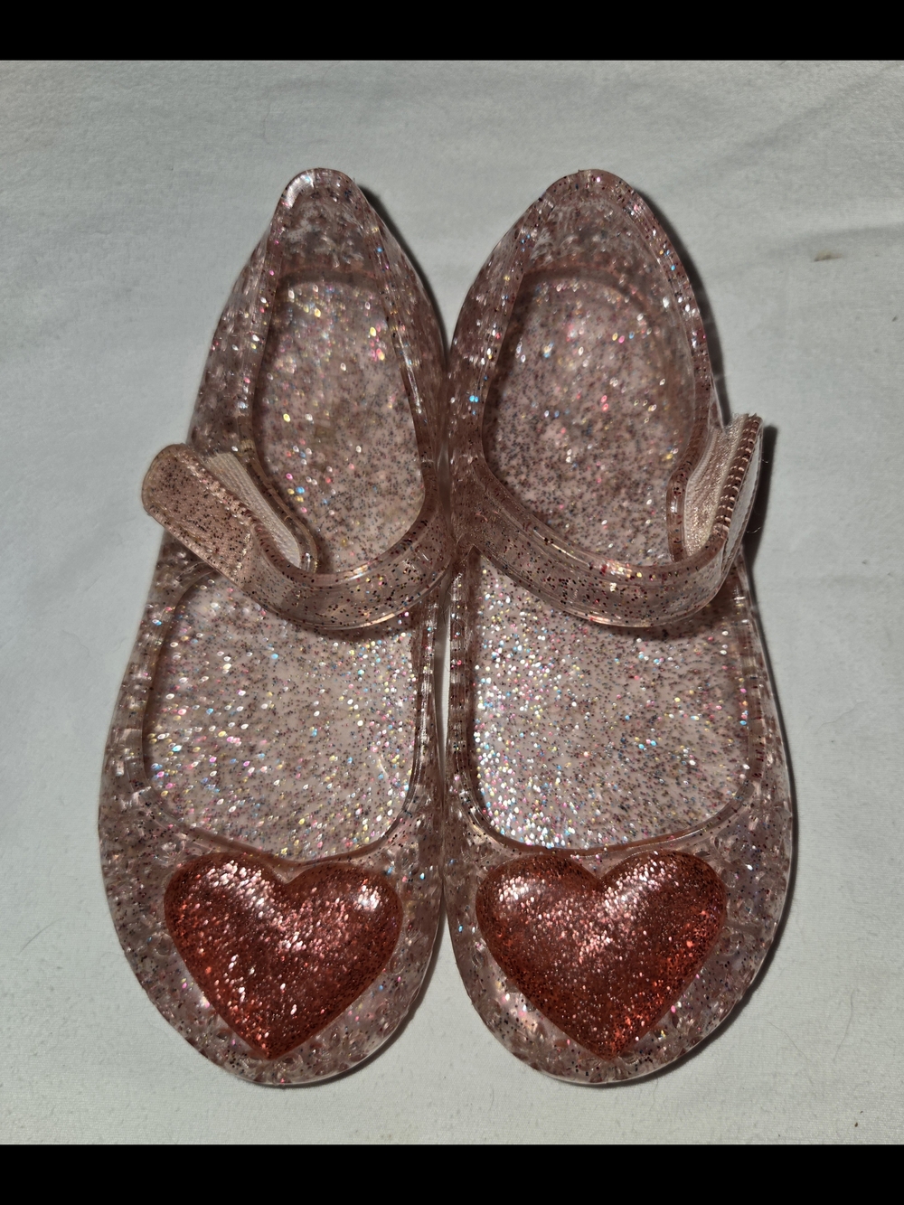 Girls Sparkle Heart Jelly Mary Janes - Pink